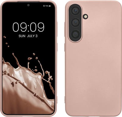kwmobile telefoonhoesje geschikt voor Samsung Galaxy S24 - Hoesje voor smartphone - Back cover in metallic roségoud