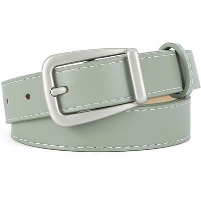 Damesriem Effen Kleur Gesp Riem Meerdere Gaten Verstelbare Maat Lengte Kunstleer Tailleband Jeans Lange Broek Riem lichtgroene kleur
