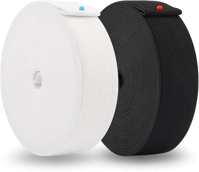 Pack of 2 Elastische Bandjes - 30 mm - Witte Zwarte Rubber - Breedte 3 cm x 10 m - Elastische Band voor Naaiwerk - DIY Creatieve Projecten - Naaibenodigdheden