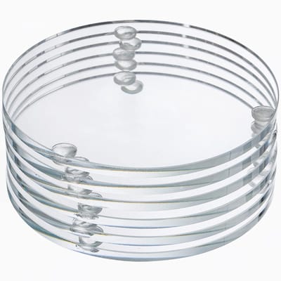 Set van 6 ronde glazen onderzetters, 9,5 cm kristallen onderzetters, decoratieve glazen platen, doorzichtige glazen onderzetters voor mokken, kopjes, eettafels, kantoor, keuken, woondecoratie