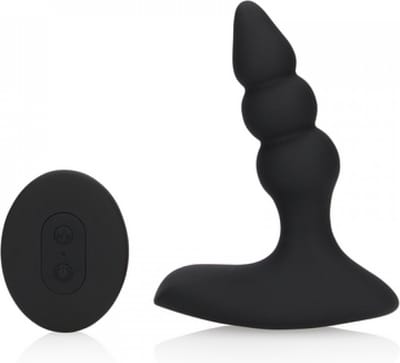 Lusty Toys ® Zwarte Silliconen Beaded Buttplug Met Afstandsbediening