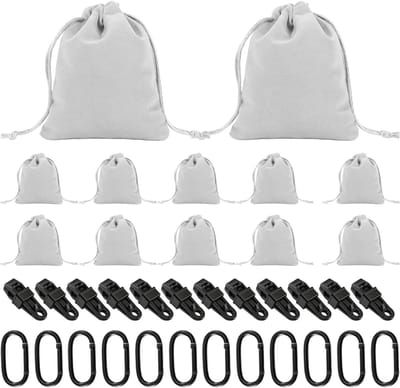 Set van 12 Gewichtszakken voor Tenten en Partytenten met Carabiner Haken en Clips voor Buitengebruik, Ideaal voor Camping en Tafelkleden