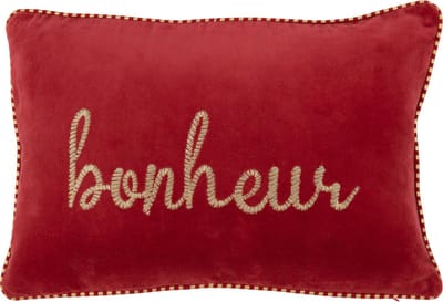 J-Line kussen Bonheur - textiel - rood/goud