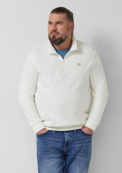 s.Oliver - male - Sweater met troyerkraag en logopatch