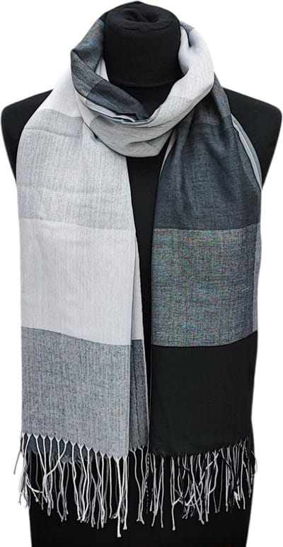 Lange Dunne Sjaal - Geblokt - Zwart/Wit - 190 x 70 cm (223)
