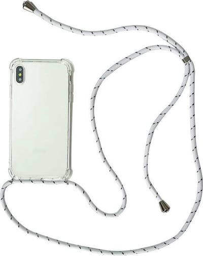 New Age Devi - Telefoonhoesje met koord geschikt voor Iphone X XS Wit - Telefoon-koord Backcover met koord Telefoon-ketting Telefoon-hoesje - Ketting-koord Transparant Backcover-hoesje