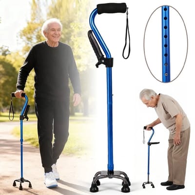 Wandelstok Opvouwbaar - Wandelstokken - 8-traps Hoogteverstelling - Antislipbasis - Ergonomische Handgreep - Blauw