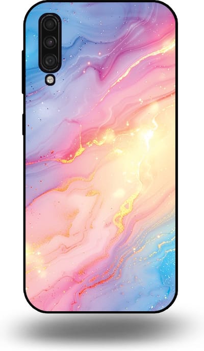 Smartphonica Telefoonhoesje Geschikt voor Samsung Galaxy A50s met Regenboog Glitter Marmer Opdruk - TPU Backcover Case Rainbow Glitter Marble Design geschikt voor Samsung Galaxy A50s