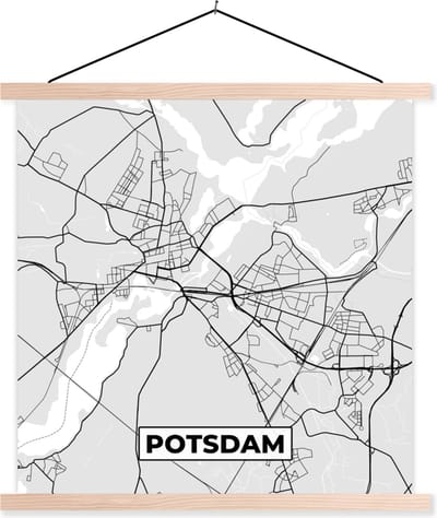 Posterhanger incl. Poster 40x40 cm - Schoolplaat - Duitsland - Stadskaart - Plattegrond - Potsdam - Kaart - Textielposter - Blanke latten - Stadskaart