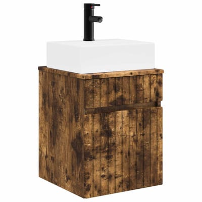 vidaXL - Wandgemaakte - spoelbak - wastafel - Gerookt - eiken - 39 - x - 41 - x - 62,5 - cm