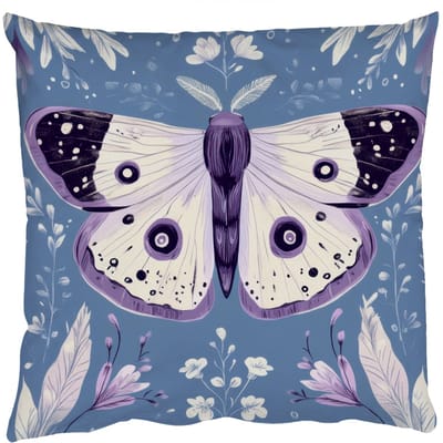 Sierkussens - Kussentjes Woonkamer - 50x50 cm - Vlinder - Bloemtakken - Lichtblauw