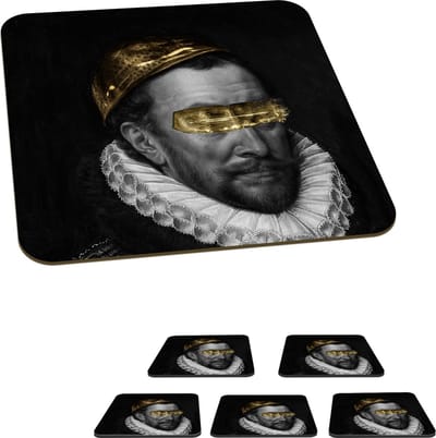Onderzetters voor glazen - Willem van Oranje - Kunst - Verf - 10x10 cm - Glasonderzetters - 6 stuks