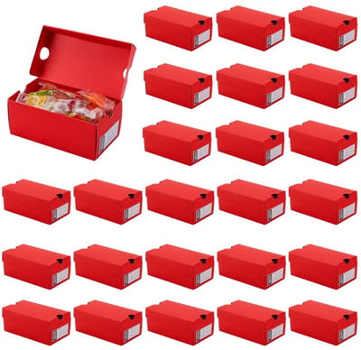 Dailygoods- Schoengeschenkdozen 24 stuks - Mini geschenkdozen - Sportthema - Bewerkbaar label - Perfect voor feestsnacks - Hoogwaardig papier - Cadeauverpakking