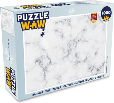 Puzzel Marmer look - Wit - Grijs - Legpuzzel - Puzzel 1000 stukjes volwassenen