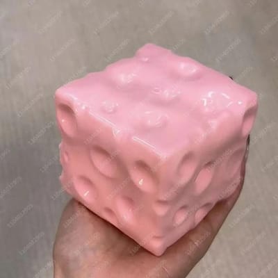 Jumbo Kaasblokje Knijpbare Stressbal, Grote Kneedbare Niet-Stuiterende Squishy Fidget Speeltjes Spelsets, ASMR Sensorisch Anti-Stress Kerstcadeau roze