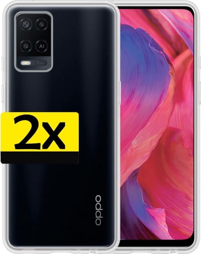 Hoesje - 2 Stuks - Geschikt voor OPPO A54 - Sterk & Shockproof - Case Siliconen - Back Cover - Telefoon Hoes - Telefoonhoesjes - Transparant