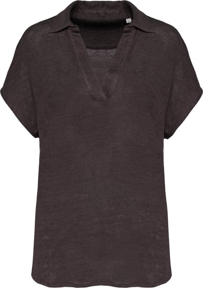 Spasso Linnen damespolo SP221 - Stone Grey - XS