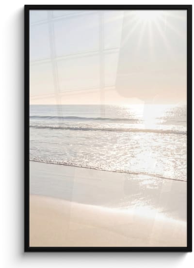 Poster in lijst - Fotolijst 80x120 cm - Posters - Zee - Zon - Zand - Posterlijst zwart - Decoratie - Wanddecoratie woonkamer - Muurdecoratie slaapkamer