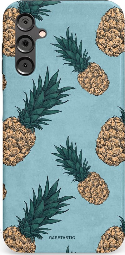 Casetastic Hoesje Geschikt voor Samsung A14 (5G/4G) - Stijlvolle Beschermende Duo-layer Case - Tropische Ananas