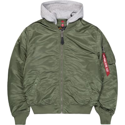 MA-1 Zip Hood Back Embroidery Bomber Jacket