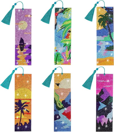 Set van 6 Bohemian Diamant Art Boekmerken voor Boekliefhebbers - DIY 5D Bookmark voor Thuis, Kantoor en Schoolprojecten