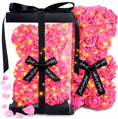 XXL Rozenbeer - LED Verlichting - Valentijnsdag - Dag van de Vrouw - 25 cm