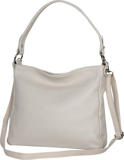 AmbraModa GLX35 - Italiaans handtas schoudertas crossbodytas van echt leer lichtgrijs