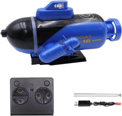 Mini RC Onderzeeër - Afstandsbediening Boot - Vistank Speelgoed - Met LED Duiklicht - 5 Centimeter - Blauw