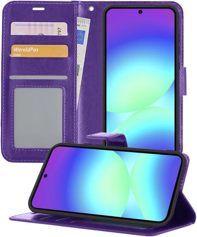 Hoesje - Geschikt voor Samsung Galaxy A56 - Luxe Bookcase - Walletcase Hoes - Portemonnee - Cover - Telefoonhoes - Paars