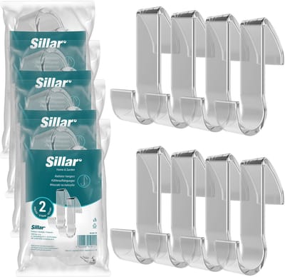 Sillar, haken, badkamer handgrepen, houders, hangers voor radiator, kunststof, 95mm, 8 stucks, transparent