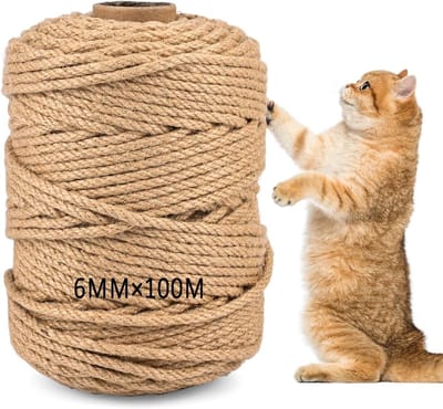 Natuurlijke Sisal Touw voor Krabpaal - 100m, 6mm Dikke Touw voor DIY Krabpalen, Huisdecoratie en Tuinprojecten