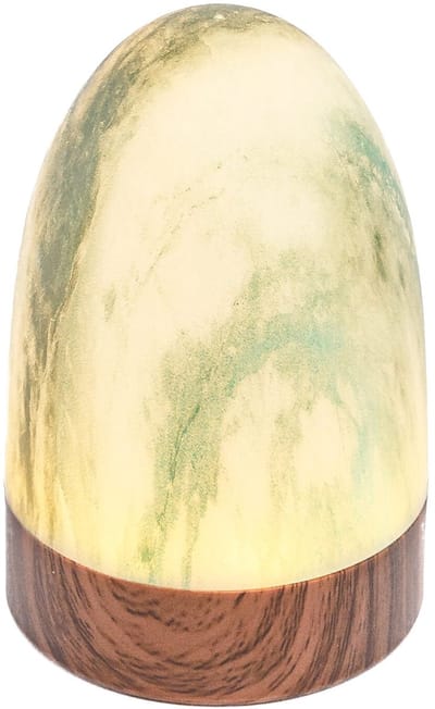 DORSETTO Oplaadbare Led tafellamp - 105 uur brandduur, waterdicht, timerfunctie, ovaalvorm, marmer groen, hout look