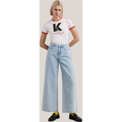 Karl Lagerfeld Disney Wide Leg Denim Pants Light Blue Denim Taglia: W29 | Pantaloni Outlet | Donna | Blu
