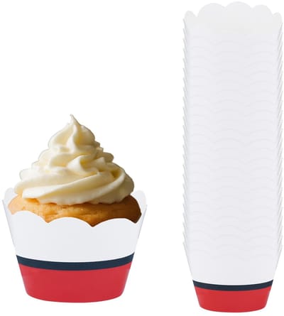 Dailygoods - 24 Stuks Cupcakevormpjes in Rood en Wit - Papieren Bakvormpjes voor Muffins en Taarten