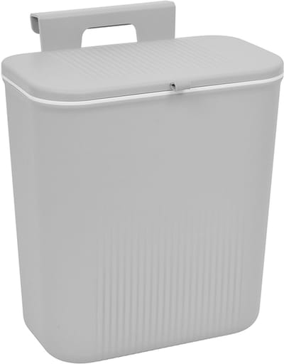Afvalbakje aanrecht met deksel - 9 liter - Keuken compostbak - Compostemmer gft - Groenafval afvalbak - Afvalemmer - Lichtgrijs