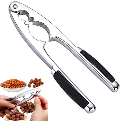 Tang - notenkraker - notenopener - notenkraker - antislip handgrepen - geschikt voor walnoten, hazelnoten, noten, amandelen, zeevruchten (16,5*3,5cm - zwart)