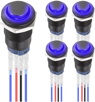12 mm Waterdichte Drukknop LED Verlichting - 5 Stuks Schakelaar ON/OFF met Aansluitdraden