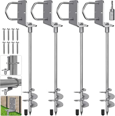 Multifunctionele grondankers voor trampoline, schommelset en carport - 81 cm - 4 stuks