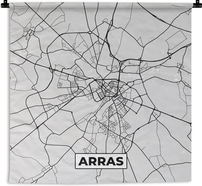 Wandkleed - Wanddoek - Kaart - Stadskaart - Frankrijk - Arras - Plattegrond - 180x180 cm - Wandtapijt