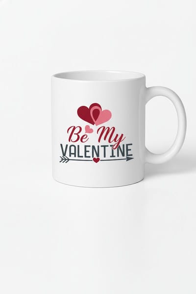 Valentijn Mok 'Be My Valentine' met Hartjes & Pijl - Wit Keramiek Cadeau