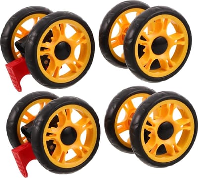 Kinderwagen Wielen - Loopwagen Onderdelen - Soepel Manoeuvreren - Schokbestendig Ontwerp - Set van 4 - Geel