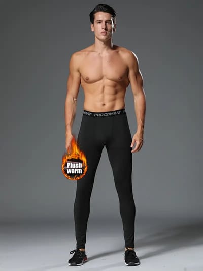 Sara Shop - Herren Thermobroek Kompressionsleggings-Winter-Sportleggings heren-Thermische compressie leggings heren - Winter hardloop leggings heren - Thermo sportbroek heren - ompressie tights voor heren winter-portleggings voor koude dagen heren-S