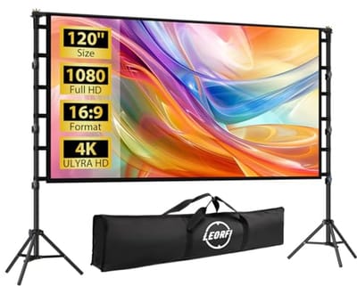 Draagbaar 120 Inch Projectorscherm met Verstelbare Standaard - 16:9 4K Full HD voor Binnen en Buiten