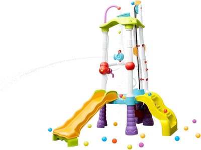 Speeltoren met Glijbaan - Water Speelhuis - Actief Buitenspelen - Interactieve Waterpret - 203 cm Lengte - Multicolor