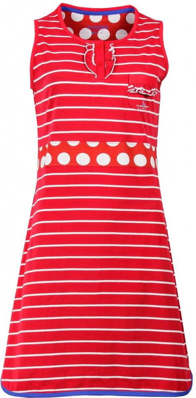 Irresistible Dames Nachthemd - Katoen - Gestreept - Rood - Maat S