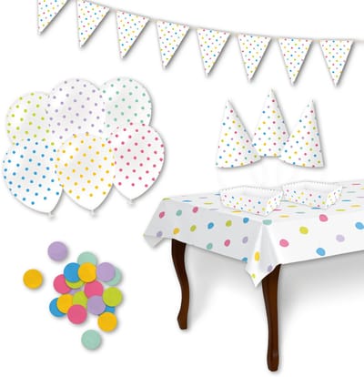 LUQ – Party Dots Luxe Decor Set – Feest Versiering Pakket – Gebruiksklaar – Ballonnen-Slinger – Verjaardag-Babyshower