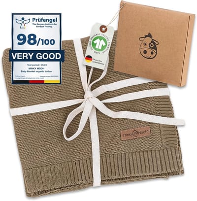 Kruipdeken & Swaddle | 100% Organisch Katoen Gebreid | Zacht & Veilig voor Baby Jongen/Meisje | Oeko-Tex