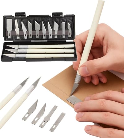 Professionele Scalpelmes Set – 13-delig – RVS Hobby & Precisie Snijset – Chirurgisch Mesje met 3 Handgrepen & 10 Verwisselbare Mesjes – Inclusief Opbergdoosje