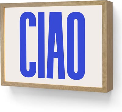 Wandlamp 40x30 cm - Oplaadbaar - Ciao - Hoofdletters - Blauw - Minimalistisch - Wandlampen binnen woonkamer - Slaapkamer lamp - Decoratieve nachtlamp - Vloerlamp draadloos