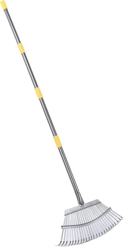 Tuinhark Breedblad - Bladhark Gazonhark - Bladeren Verzamelen - 25 Verstelbare Tanden - 35cm Werkbreedte - Zilver
